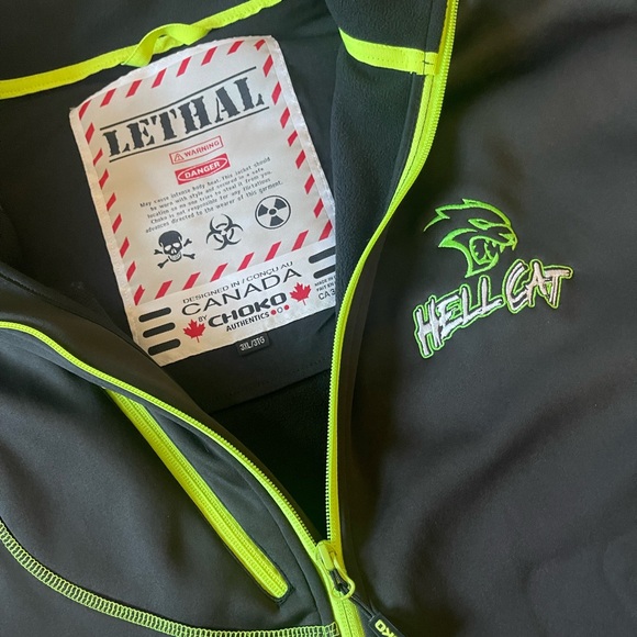 Lethal Choko Hellcat Full Zip Hoodie Black/Green trim w zip pockets 3XL - Picture 2 of 5
